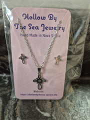Cross Necklace and Earrings