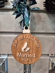 Ornament (Wood CB First Christmas Married 2025)