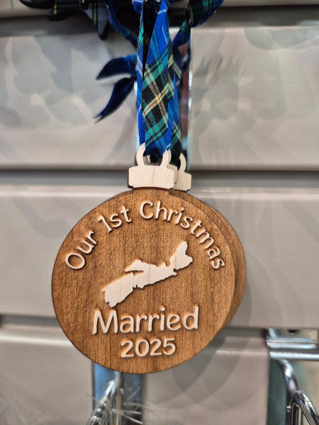 Ornament (Wood NS First Christmas Married 2025)