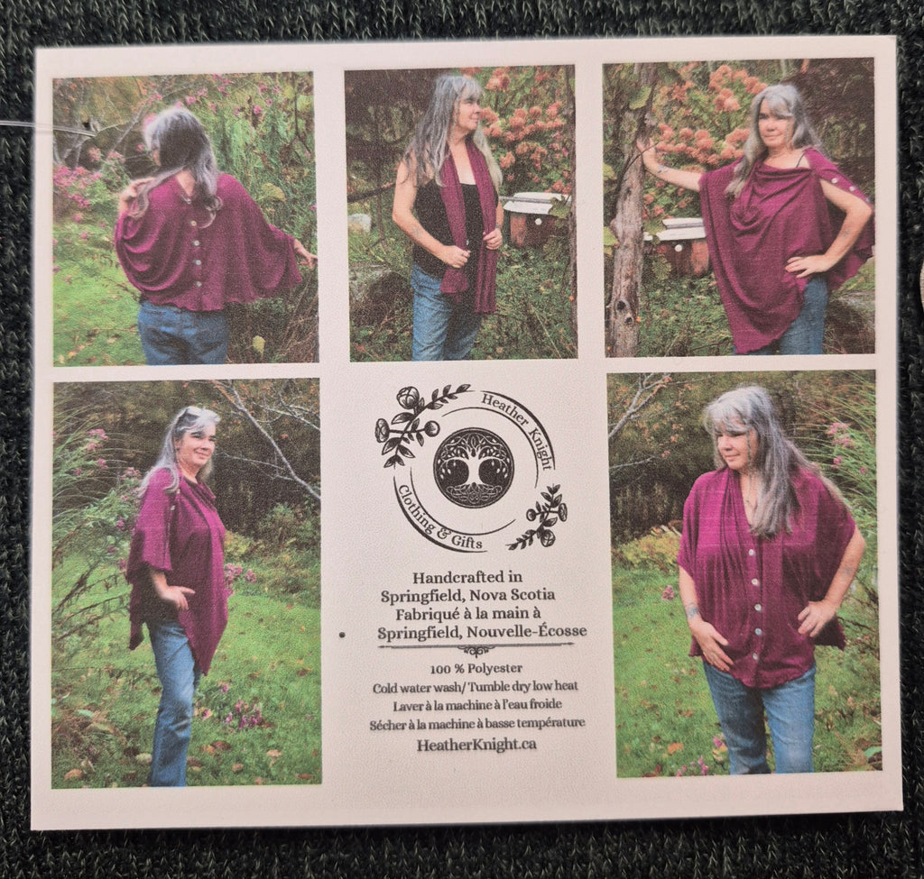 Knit Button Shawl With Pewter Buttons - Ripe Raspberry