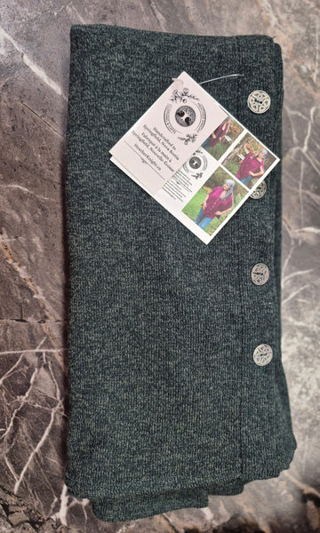 Knit Button Shawl With Pewter Buttons - Green