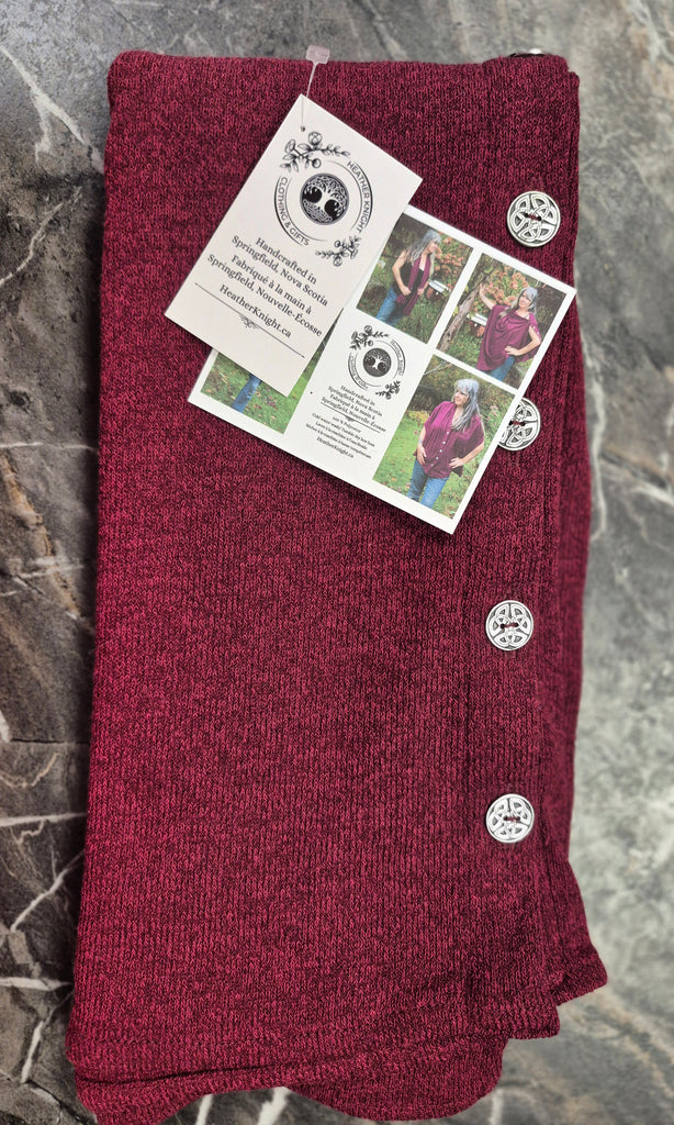 Knit Button Shawl With Pewter Buttons - Ripe Raspberry