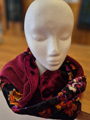 Patchwork Infinity Scarf - Pink & Black
