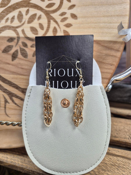 Earrings - Forest Rain -Gold Plate Chains
