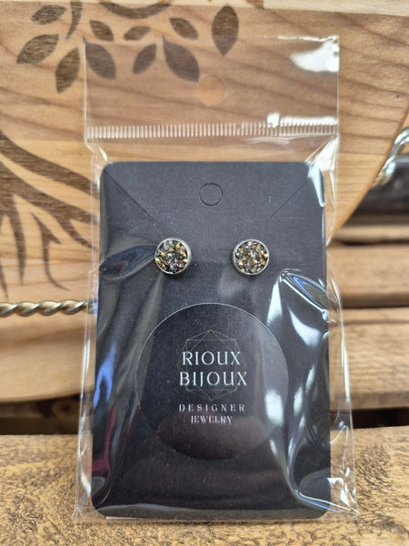 Earrings - Black Sparkle Studs