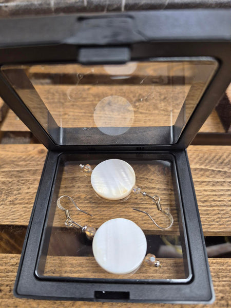 Earrings - Moonbeams Mother of Pearl Colour Shell & Gold Plated Findings