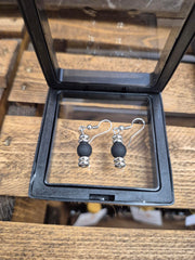 Earrings - Black Bead Dangle / Sterling Silver Findings