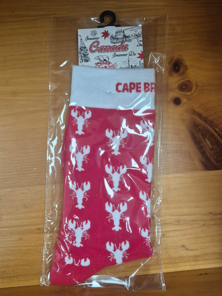 Cape Breton Adult Red & White Lobster Socks