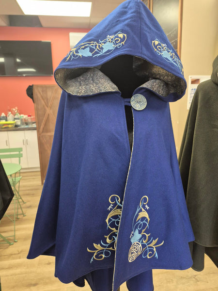 Arran Hooded Cape - Blue