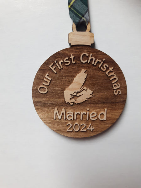 Ornament (Wood CB First Christmas Married 2024)