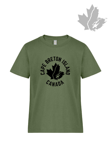 Cape Breton Island Canada Youth T-Shirt (Military Green)