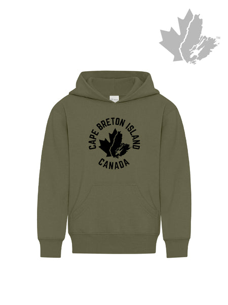 Cape Breton Island Canada Youth Hoodie (Military Green)