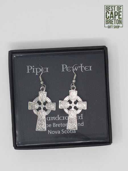 Earrings (Piper Pewter Circled Celtic Cross-ER1)