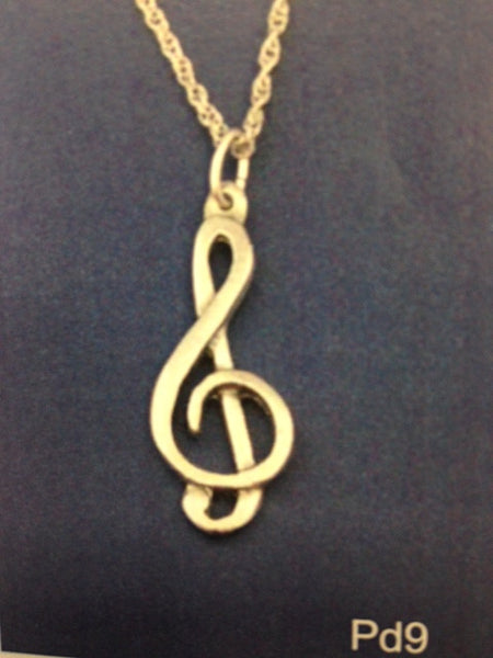 Piper Pewter Necklace ( Medium Treble Clef PD 9)